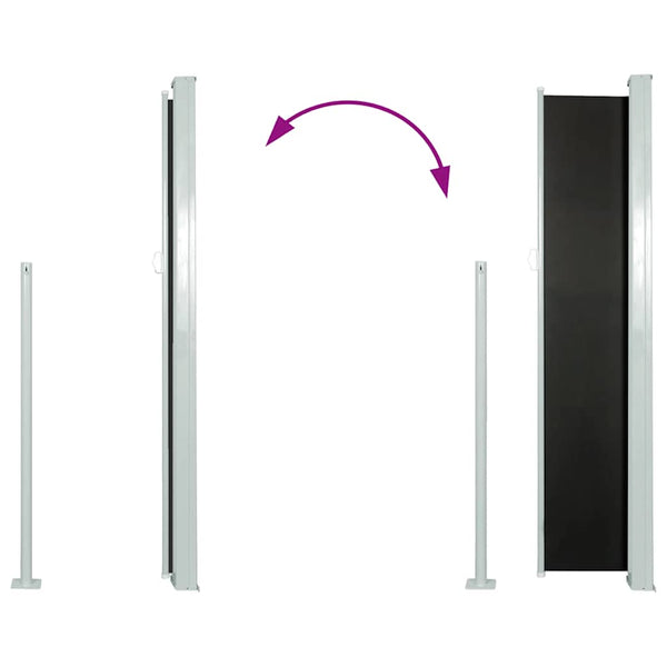 Patio Retractable Side Awning 120X500 Cm Black Awning & Canopy Parts