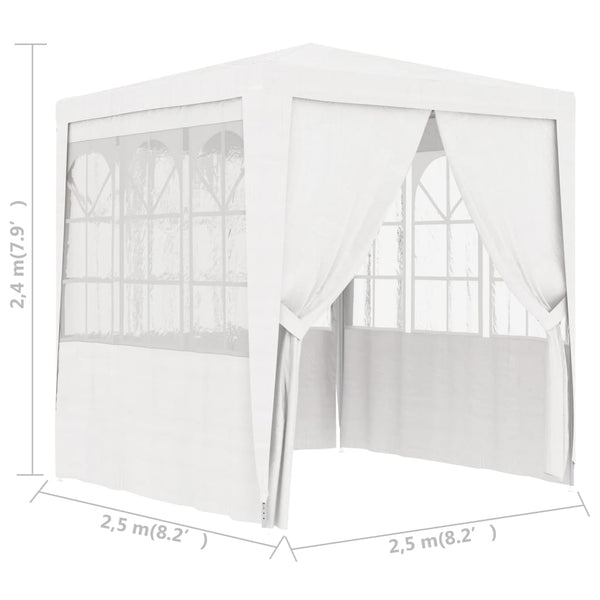 Professional Party Tent With Side Walls 2.5X2.5 M White 90 G/M