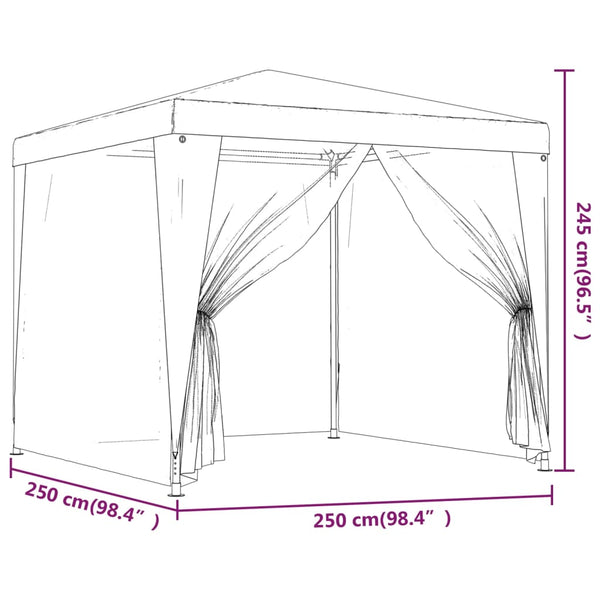 Party Tent With 4 Mesh Sidewalls 2.5X2.5 White Marquees
