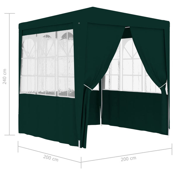 Professional Party Tent With Side Walls 2X2 M Green 90 G/M