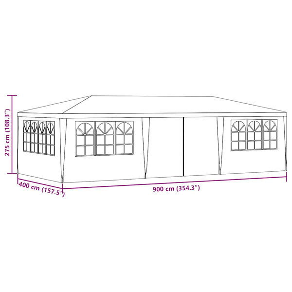 Vidaxl Professional Party Tent With Side Walls 4X9 M Anthracite 90 G/M Marquees