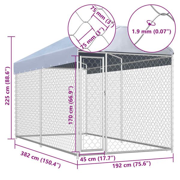 Vidaxl Outdoor Dog Kennel With Canopy Top 382X192x225 Cm Dog Kennels