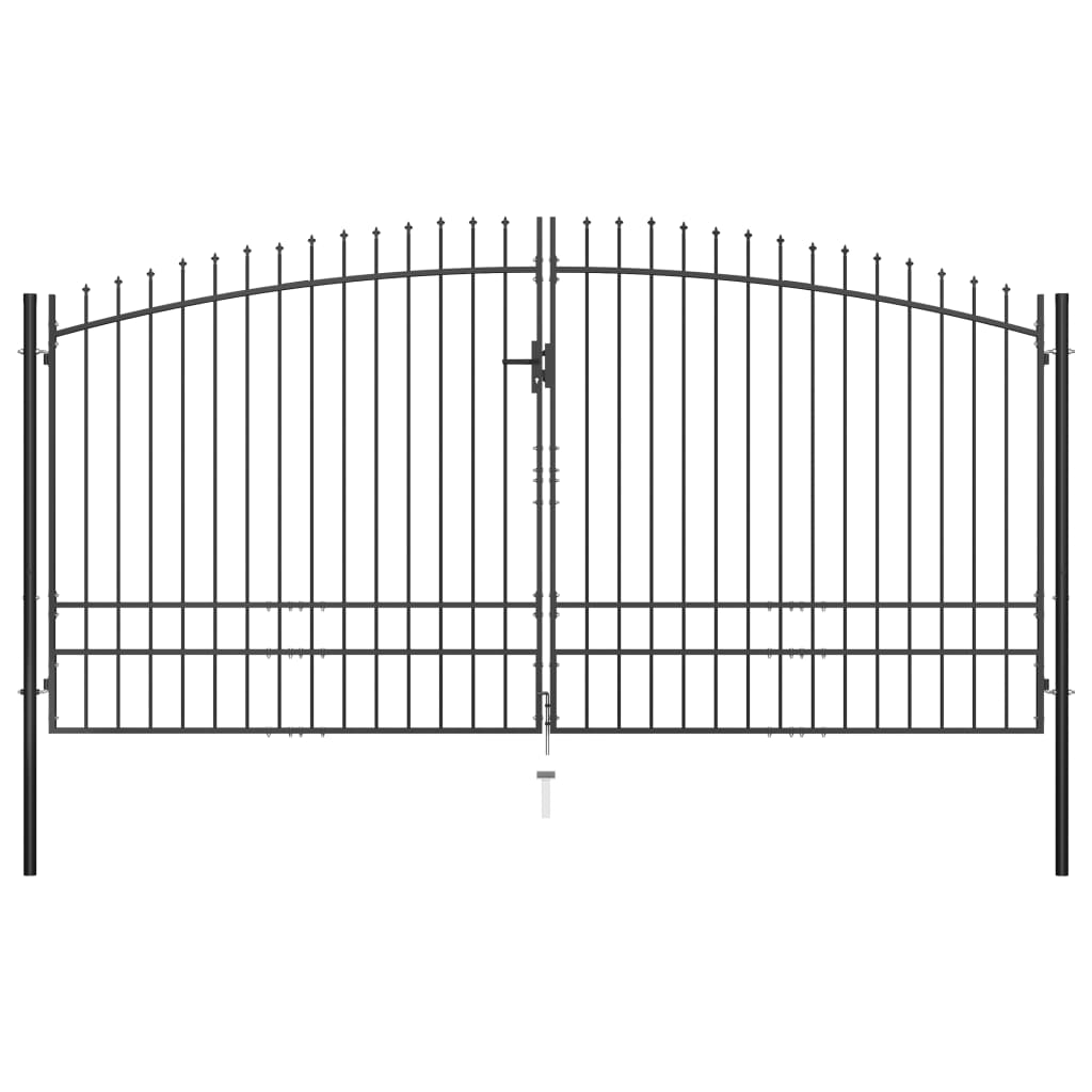 Double Door Fence Gate With Spear Top 400X248 Cm Fence Panels