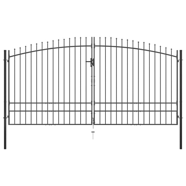 Double Door Fence Gate With Spear Top 400X248 Cm Fence Panels