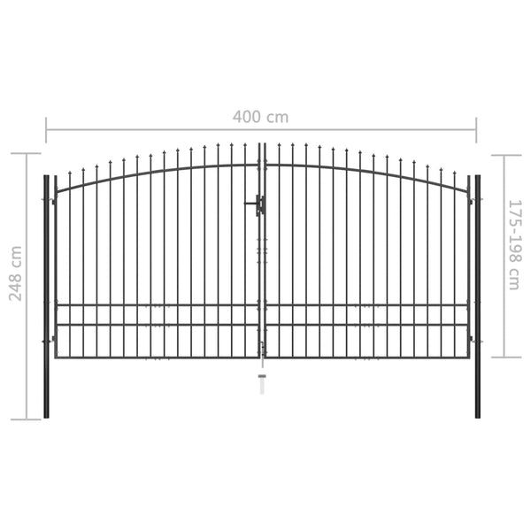 Double Door Fence Gate With Spear Top 400X248 Cm Fence Panels