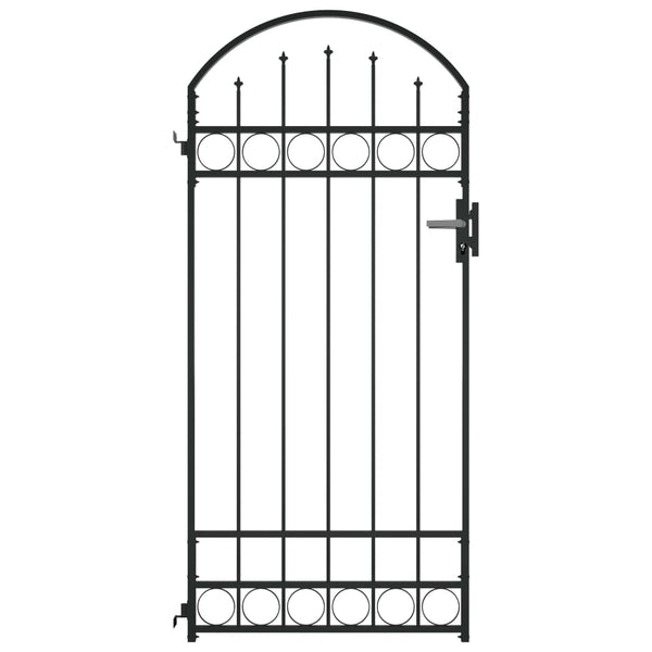 Fence Gate With Arched Top Steel 89X200 Cm Black Fence Panels