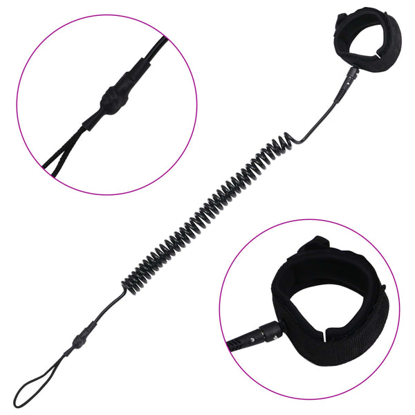 Other Surfing Sup Coiled Leash Black 10 Inch