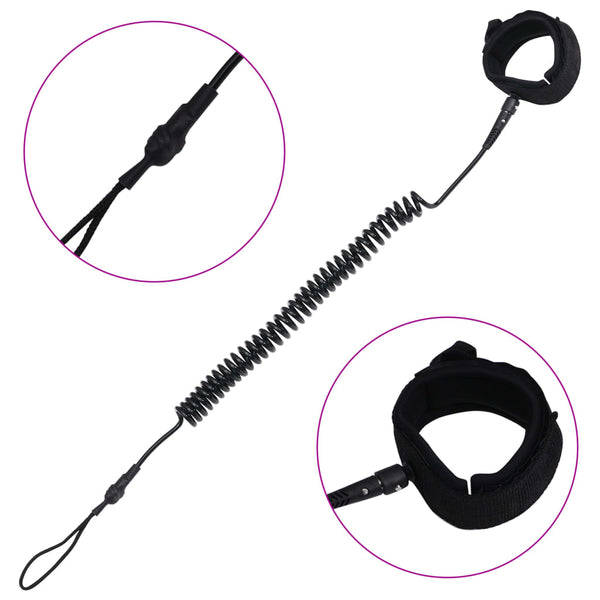 Sup Coiled Leash Black 10 Inch