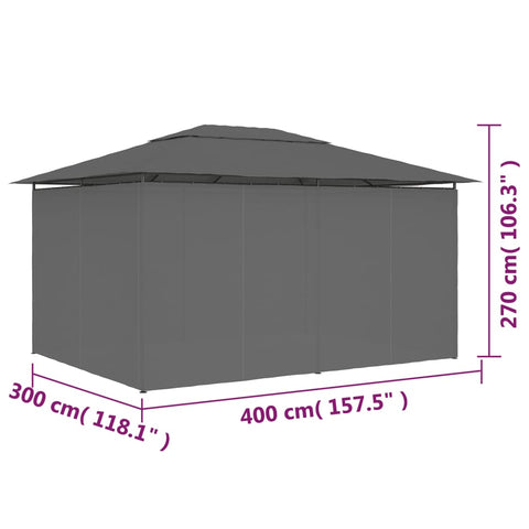 Garden Marquee With Curtains 4X3 Anthracite