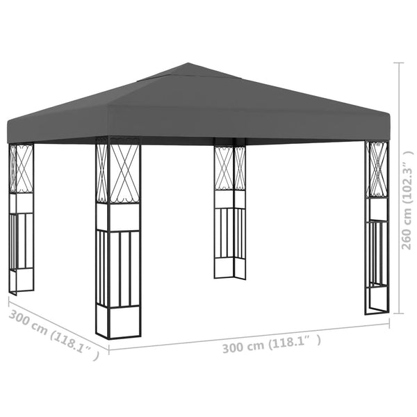 Vidaxl Gazebo 3X3 M Anthracite Fabric Gazebos & Pergolas