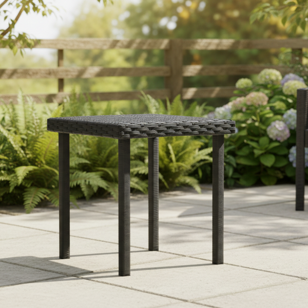 Vidaxl Garden Tea Table Black 40X40x40 Cm Poly Rattan Patio & Garden Tables