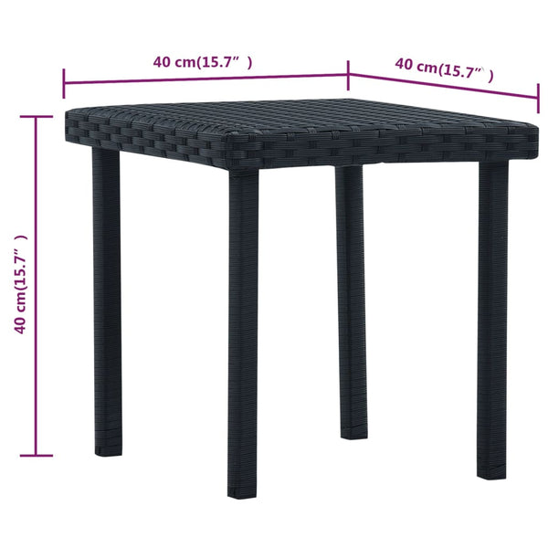 Vidaxl Garden Tea Table Black 40X40x40 Cm Poly Rattan Patio & Garden Tables