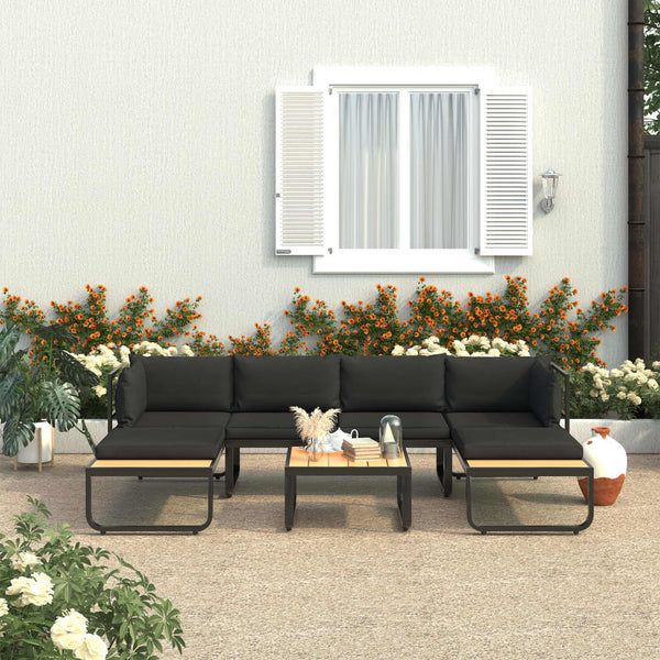 4 Piece Garden Corner Sofa Set With Cushions Aluminium And Wpc