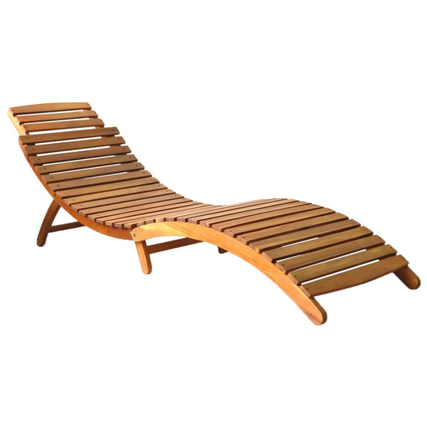 Sun Lounger Solid Acacia Wood Brown Loungers