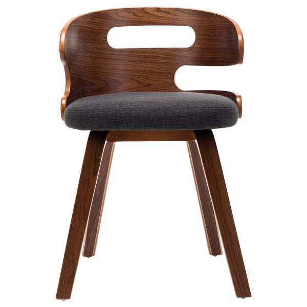 4 Pcs Dark Grey Bent Wood And Fabric Dining Chairs