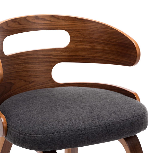 4 Pcs Dark Grey Bent Wood And Fabric Dining Chairs