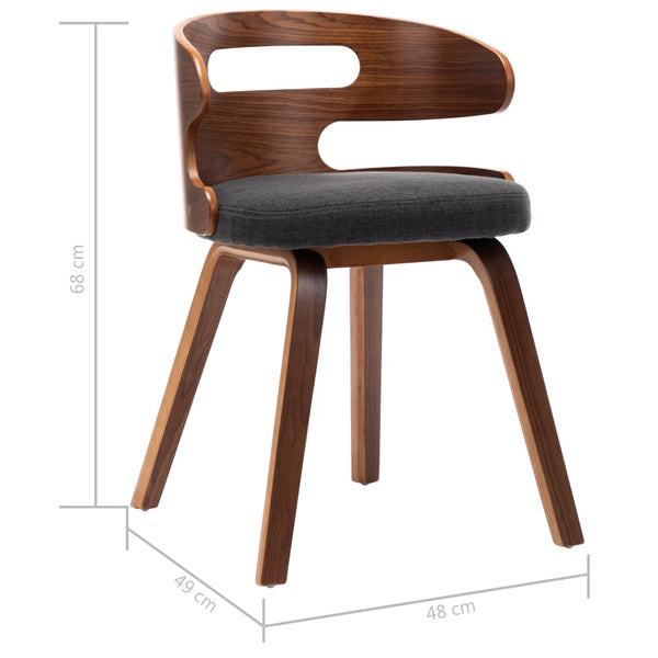 4 Pcs Dark Grey Bent Wood And Fabric Dining Chairs