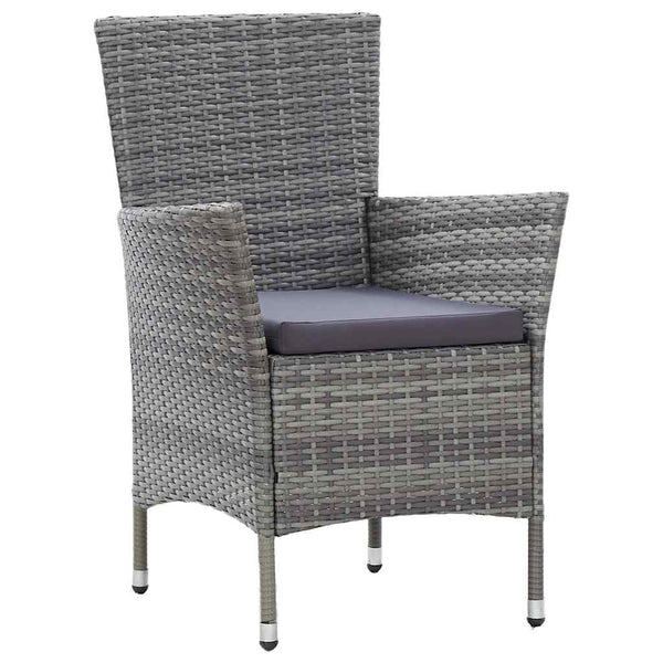 Vidaxl 5 Piece Outdoor Dining Set With Cushions Poly Rattan Grey Outdoor Dining Sets