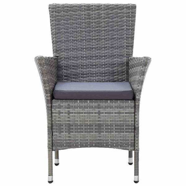 Vidaxl 5 Piece Outdoor Dining Set With Cushions Poly Rattan Grey Outdoor Dining Sets