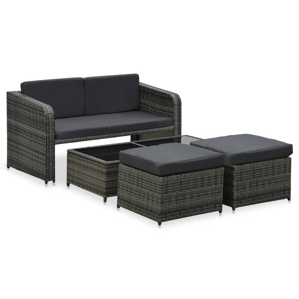 Vidaxl 4 Piece Garden Lounge Set With Cushions Poly Rattan Anthracite Loungers