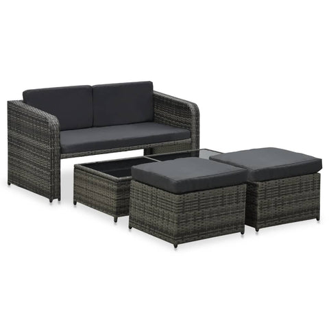 4 Piece Garden Lounge Set With Cushions Poly Rattan Anthracite