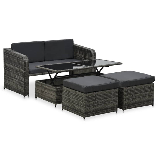 Vidaxl 4 Piece Garden Lounge Set With Cushions Poly Rattan Anthracite Loungers