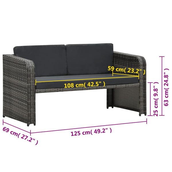 Vidaxl 4 Piece Garden Lounge Set With Cushions Poly Rattan Anthracite Loungers