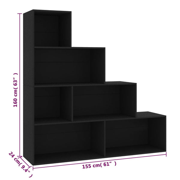 Bookshelves Book Cabinet/Room Divider Black 155X24x160 Cm Engineered Wood