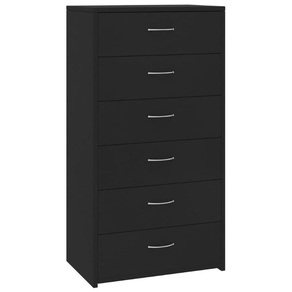 Sideboards & Buffets Sideboard With 6 Drawers Black 50X34x96 Cm Engineered Wood