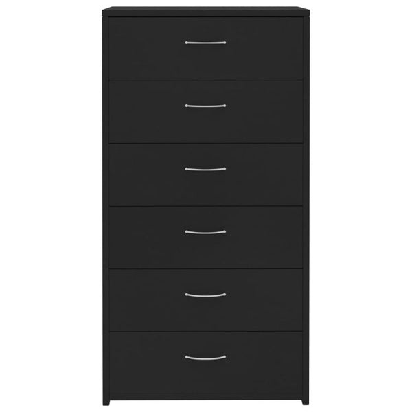 Sideboards & Buffets Sideboard With 6 Drawers Black 50X34x96 Cm Engineered Wood