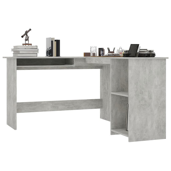 L Shaped Corner Desk Concrete Grey 120X140x75 Cm Engineered Wood Home Office Desks