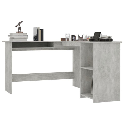 L Shaped Corner Desk Concrete Grey 120X140x75 Cm Engineered Wood Home Office Desks
