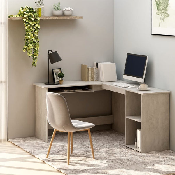 L Shaped Corner Desk Concrete Grey 120X140x75 Cm Engineered Wood Home Office Desks