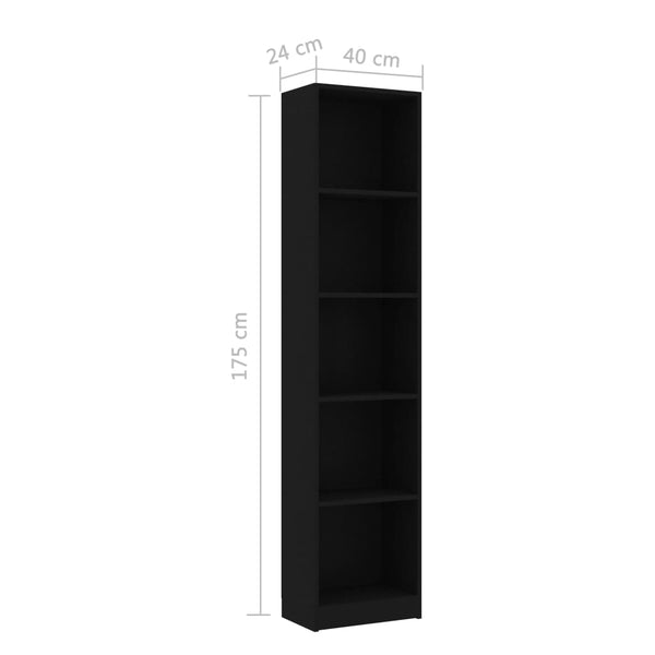 5-Tier Book Cabinet 40X24x175 Cm Engineered Wood