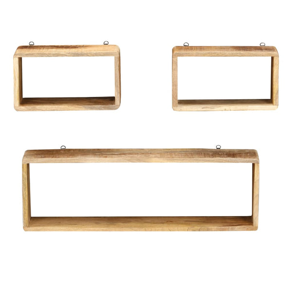 Vidaxl 3 Piece Wall Cube Shelf Set Soild Mango Wood Wall Shelves