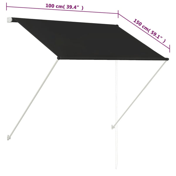 Retractable Awning 100X150 Cm Anthracite Awning & Canopy Parts
