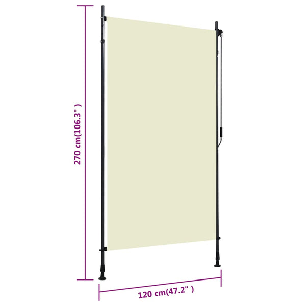Outdoor Roller Blind 120X270 Cm Cream Blinds & Shades