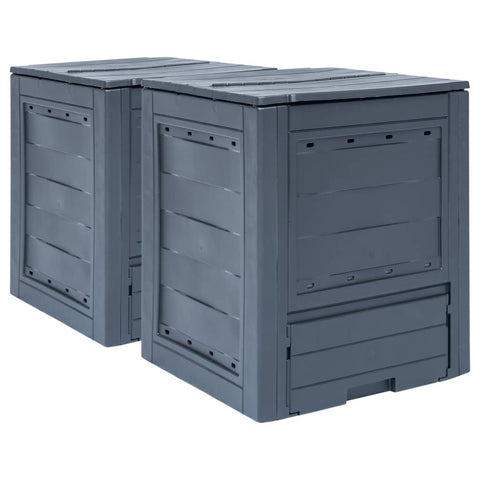 Garden Composters 2 Pcs Grey 60X60x73 Cm 520 L Garden Compost Bins