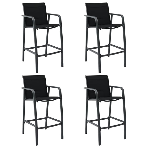 Vidaxl Garden Bar Chairs 4 Pcs Black Textilene Patio Chairs