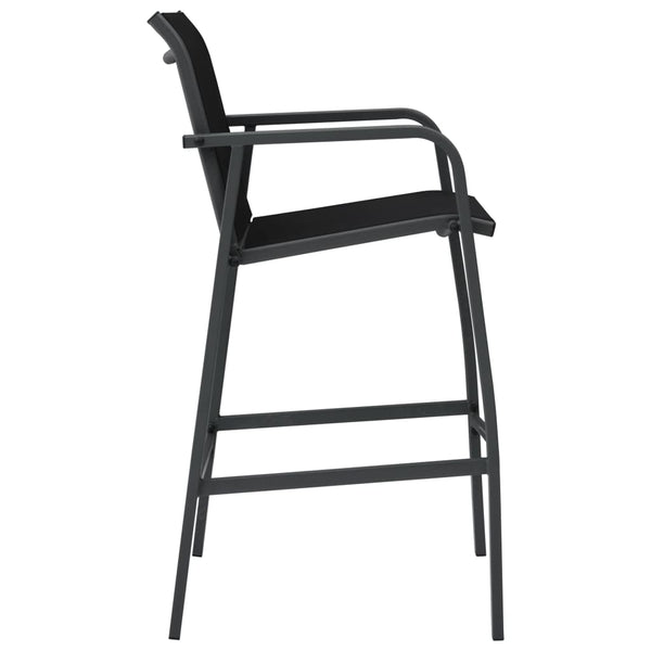Vidaxl Garden Bar Chairs 4 Pcs Black Textilene Patio Chairs