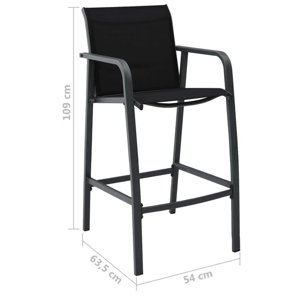 Vidaxl Garden Bar Chairs 4 Pcs Black Textilene Patio Chairs