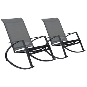 Garden Rocking Chairs 2 Pcs Textilene Dark Grey