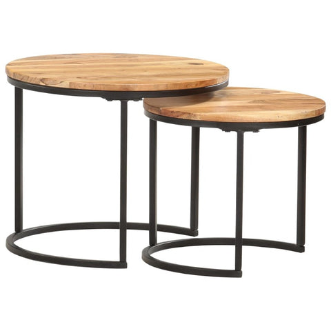 Solid Acacia Wood Nesting Set Of Two For Home Furniture Side Tables