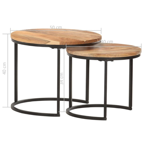 Solid Acacia Wood Nesting Set Of Two For Home Furniture Side Tables