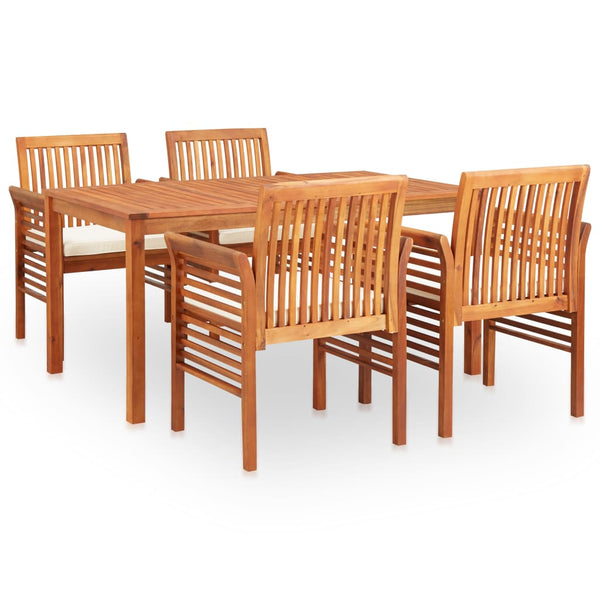 5 Piece Outdoor Dining Set With Cushions Solid Wood Acacia Outdoor Dining Sets
