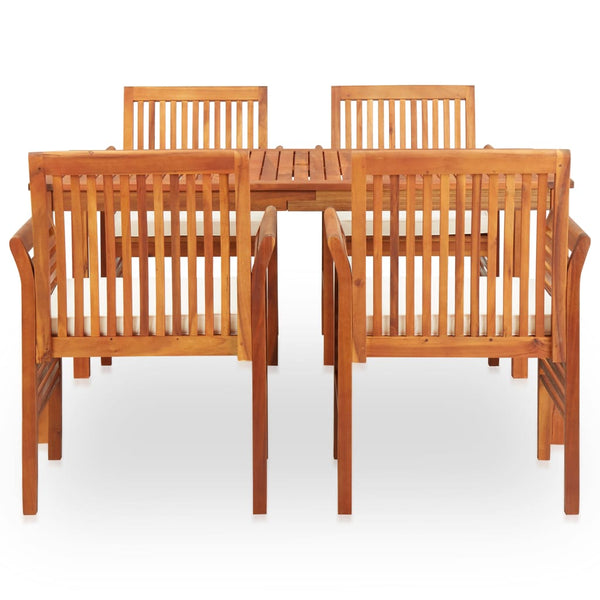 5 Piece Outdoor Dining Set With Cushions Solid Wood Acacia Outdoor Dining Sets