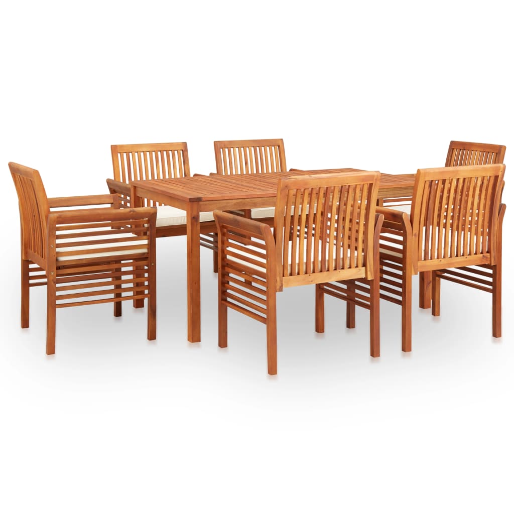 7 Piece Outdoor Dining Set With Cushions Solid Wood Acacia Outdoor Dining Sets