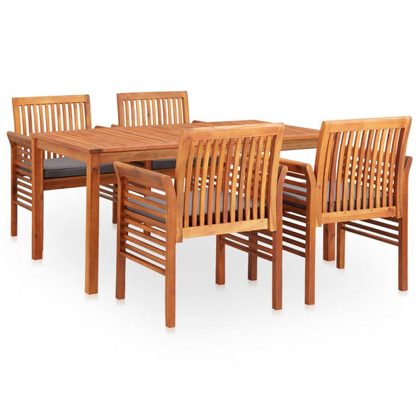 5 Piece Outdoor Dining Set With Cushions Solid Wood Acacia Outdoor Dining Sets