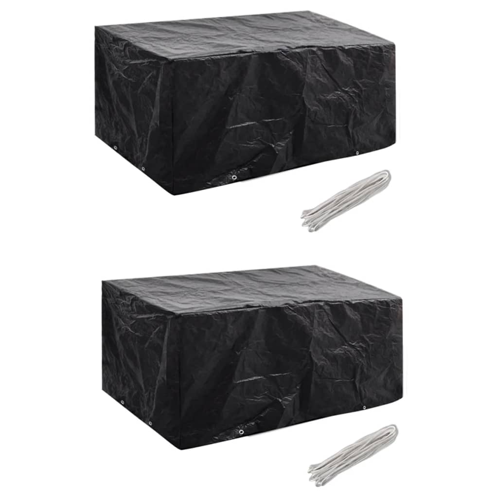 Garden Furniture Covers 2 Pcs 4 Person Poly Rattan Set 8 Eyelets 180X140 Cm Outdoor Furniture Covers
