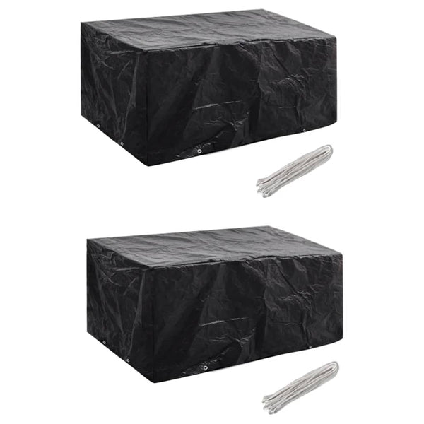 Garden Furniture Covers 2 Pcs 4 Person Poly Rattan Set 8 Eyelets 180X140 Cm Outdoor Furniture Covers
